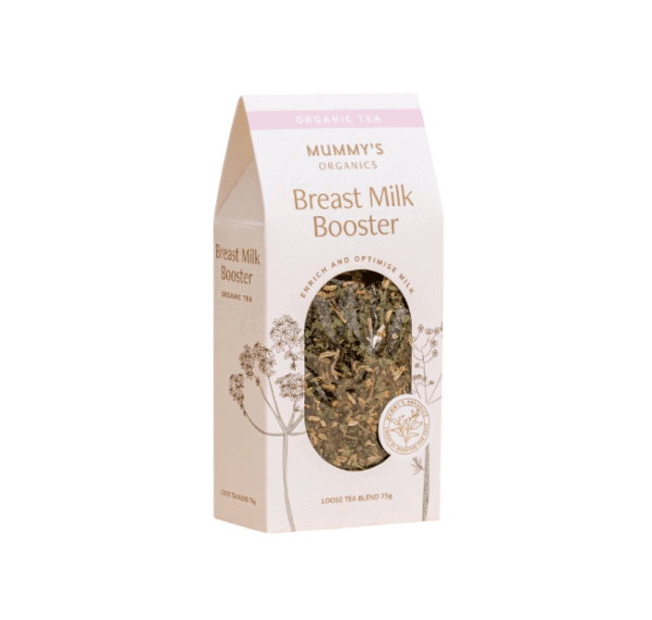 Borstvoedingsthee van Mummy's Organics. Los kruidenmengsel in verpakking.