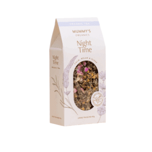 Ontspannend thee kruidenmengsel van Mummy's Organics. Bevordert ontspanning van lichaam en geest voor het slapen gaan.