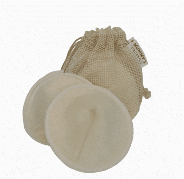 Wasbare bamboe zoogcompressen met wasnetje van Mummy's Organics.