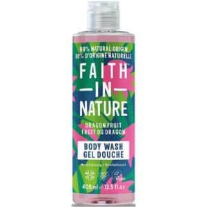 Fles met natuurlijke douchegel van FAith in Nature, met olien van dragonfruitzaden.