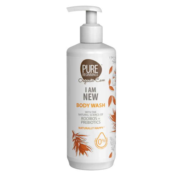 I am New douchegel van Pure Beginnings, in fles 500 ml, met rooibos en prebiotica.
