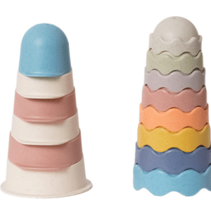 Set van twee bioplastic stapeltorens