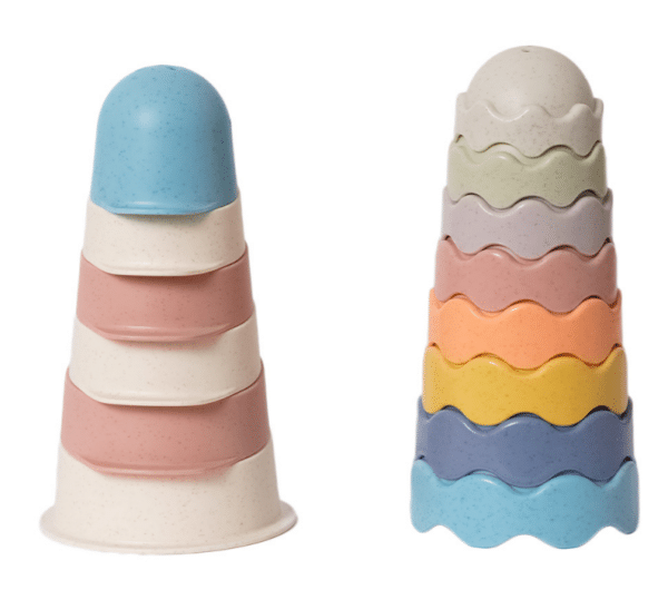 Set van twee bioplastic stapeltorens