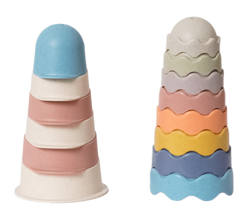 Set van twee bioplastic stapeltorens