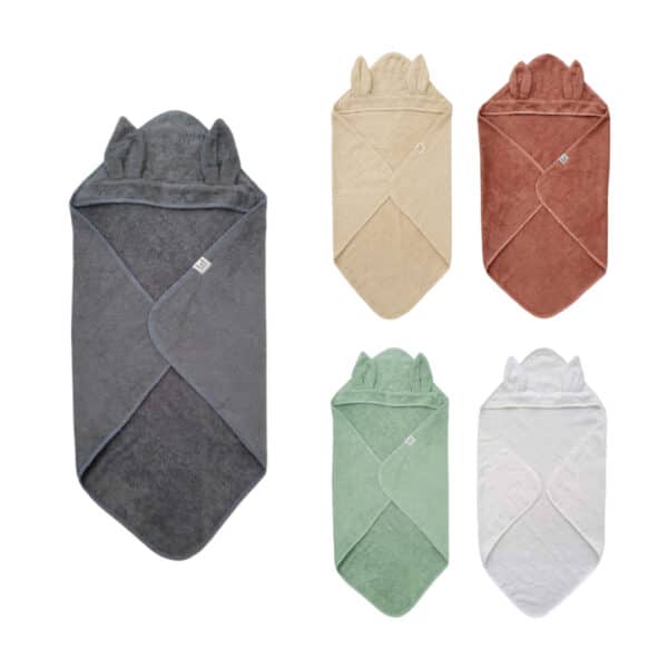 Biologische baby badcape Rabbit van Summerville Organic van zacht katoen – duurzame baby badhanddoek met capuchon van Pure Start