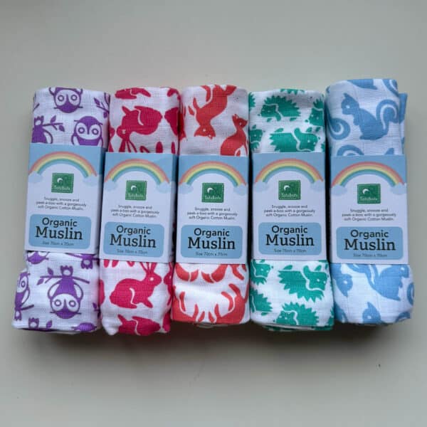 Hydrofiele doeken bosdieren biologisch katoen set van 5 TotsBots