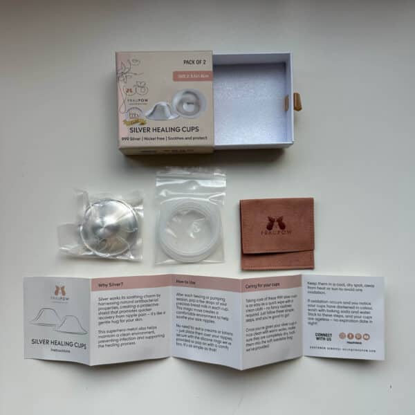 Zilveren tepelbeschermers Fraupow 2 stuks natuurlijk herstel