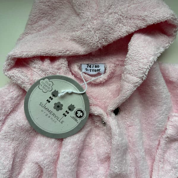 Zachte badjas roze biologisch katoen met capuchon Summerville