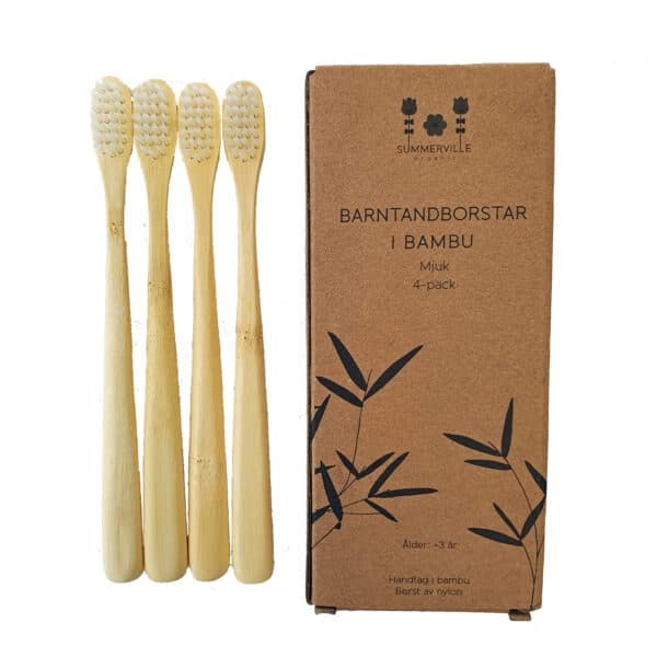 Bamboe Kindertandenborstels - Set van 4 - Summerville Organic - Afbeelding 2