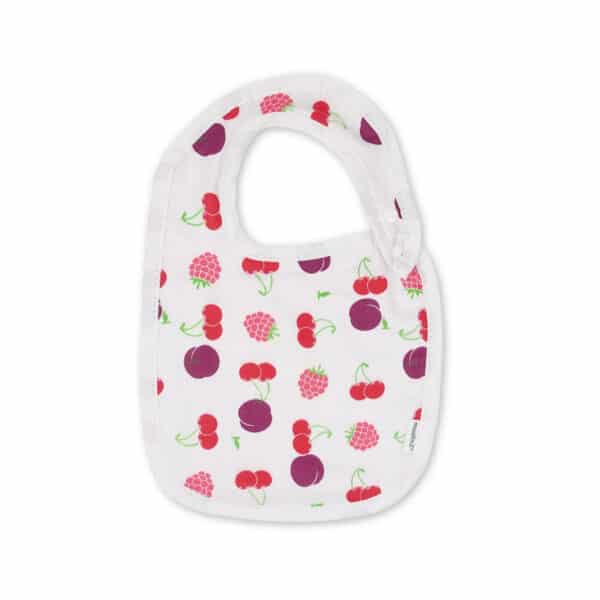 Muslinz slabbetje van biologisch hydrofiel katoen met Fruit print