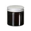 Bruin glazen potje met metalen deksel 60 ml.
