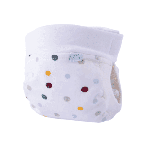 Carnaval witte Easyfree luier met gekleurde stippen.