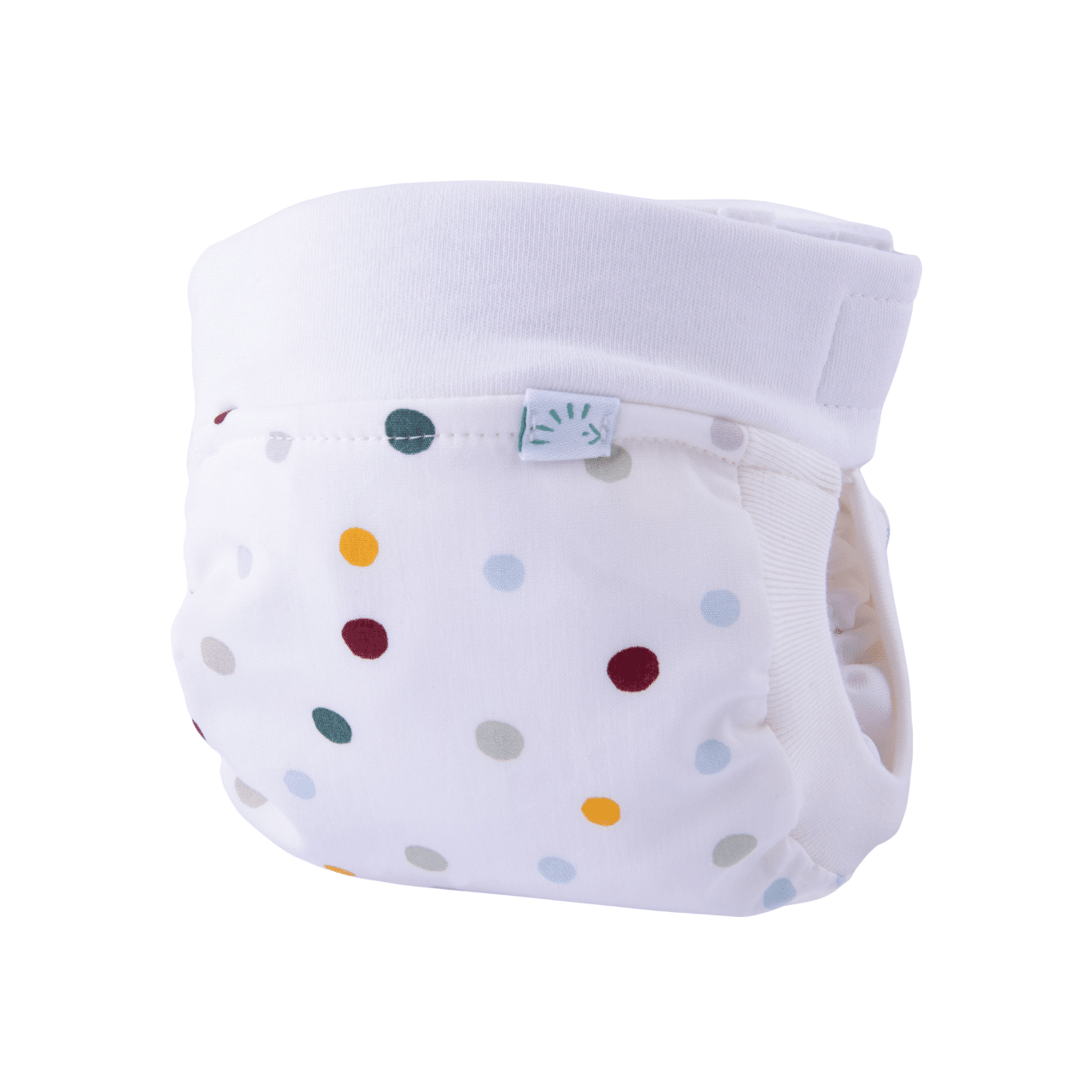 Carnaval witte Easyfree luier met gekleurde stippen.