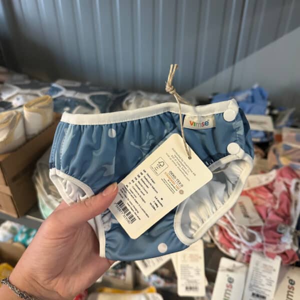 Imse Vimse wasbare zwemluier Blue Whale – duurzame en herbruikbare zwemluier van biologisch katoen met speelse walvisprint voor baby’s en peuters