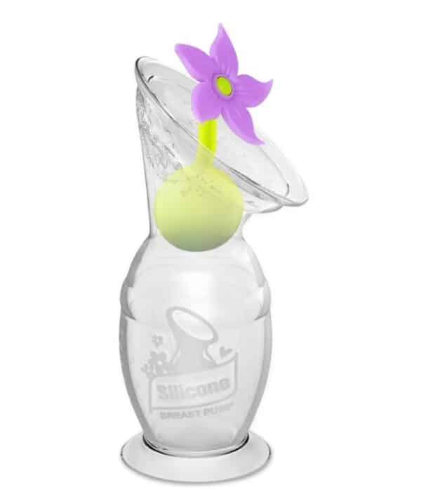 Bloemstopper in Haakaa borstkolf. PAarse bloem.