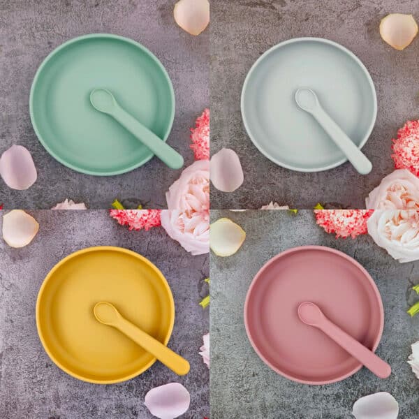 Summerville Organic baby eetset van siliconen met bordje en lepel