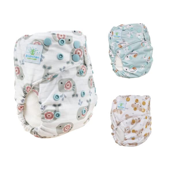 Blümchen wasbare baby luier all-in-one model – kleurrijke dessins