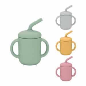 Herbruikbare siliconen beker met rietje van Summerville Organic voor baby’s en jonge kinderen