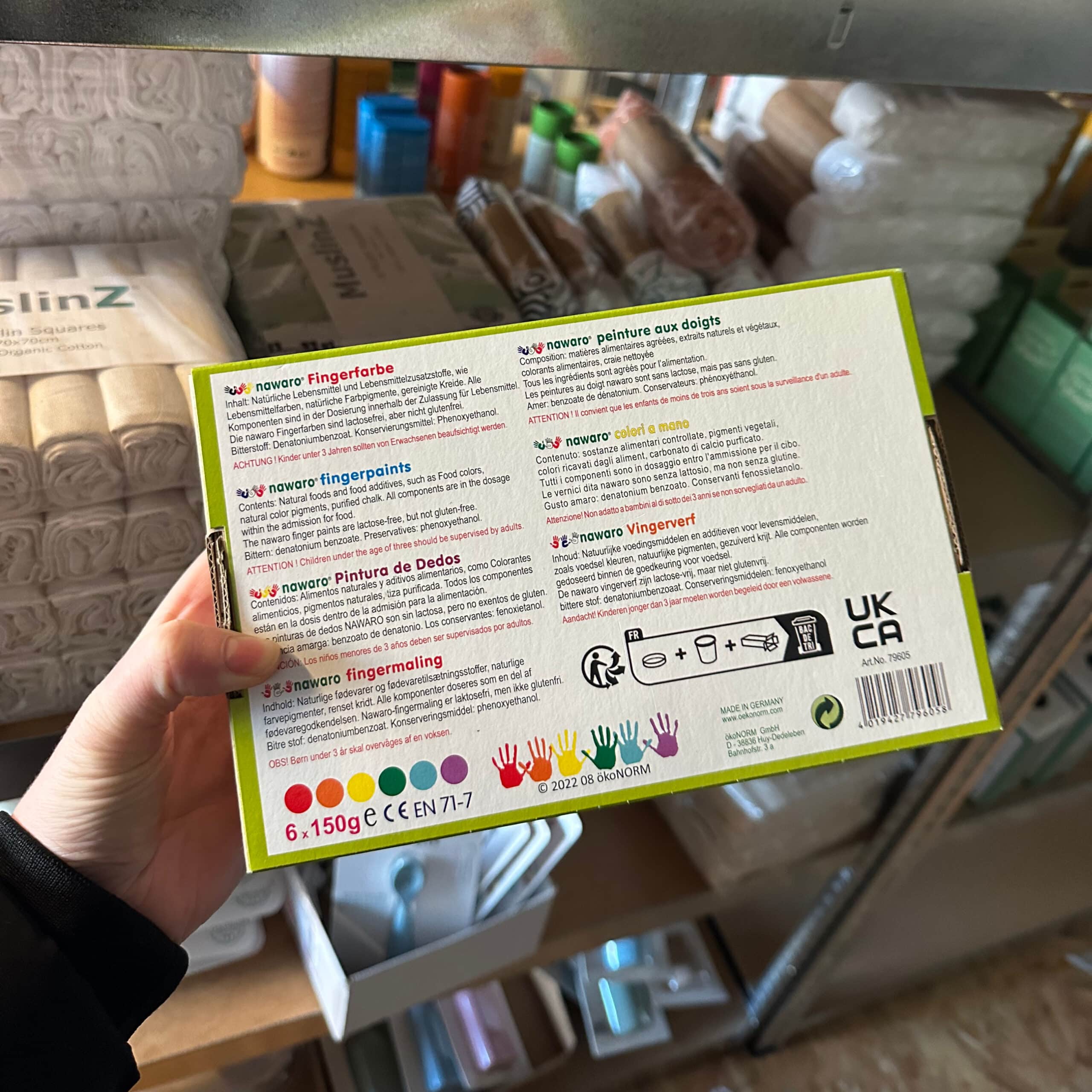 Ökonorm vingerverf unicorn set van 6 kleuren, veilige en natuurlijke kinderverf op waterbasis, creatief speelgoed voor peuters en kleuters, verkrijgbaar bij Pure Start.