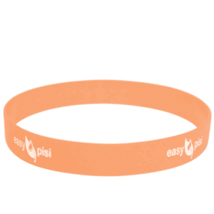 Perzikkleurige siliconen anti glijband voor Easypisi plaspotje.