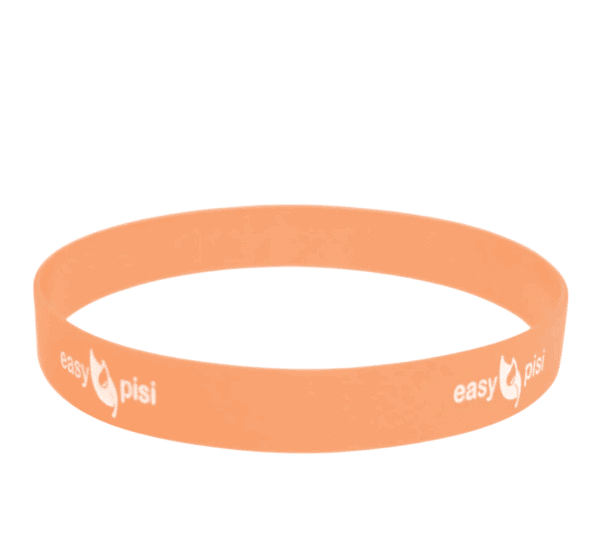 Perzikkleurige siliconen anti glijband voor Easypisi plaspotje.