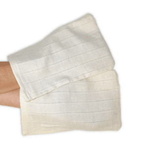 Washandjes van biologisch hydrofiel katoen.