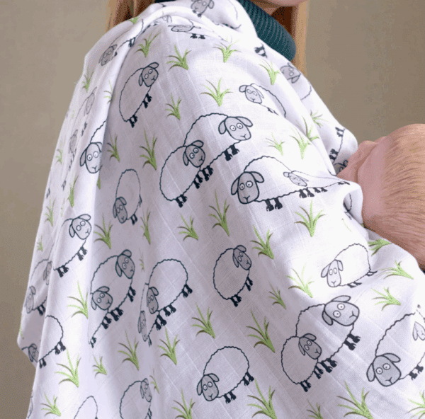 Hydrofiel doek met schaapjes dessin.