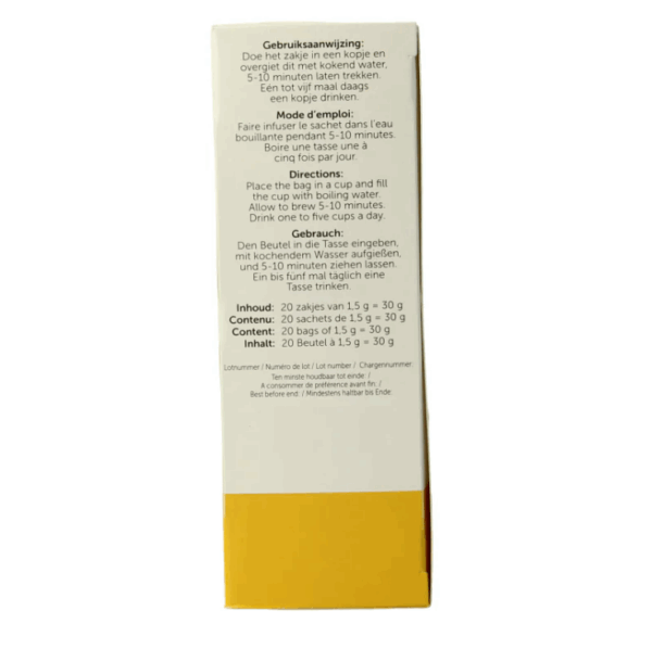 Zijkant verpakking Jacob Hooy Kamillethee.