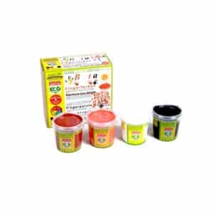 Vingerverf in 4 herfstkleuren oranje, bruin, wit en zwart