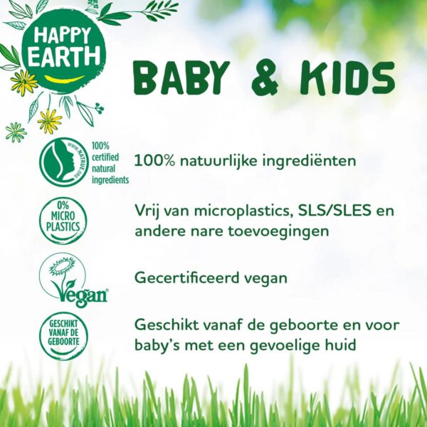 Kenmerken van Happy Earth babyverzorging.