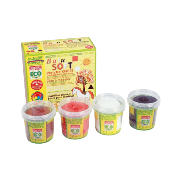 Vier potjes klei in herfstkleuren, van Okonorm.