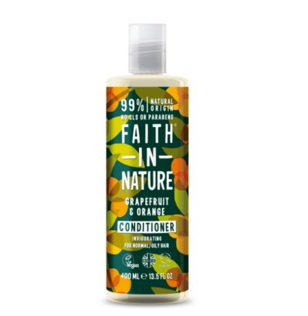 Faith in Nature natuurlijke conditioner Grapefruit en Sinaasappel in fles van bioplastic.