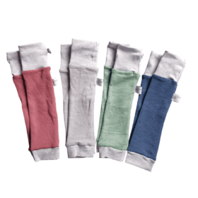 Vier kleuren beenwarmers van Ecopitchoun.