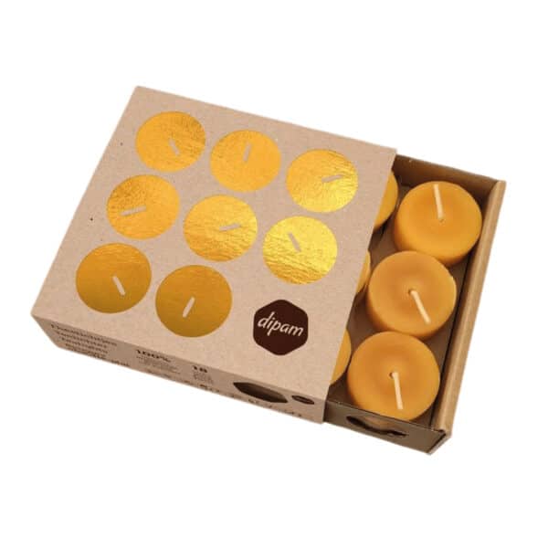 Set Dipam theelichtjes van bijenwas close-up