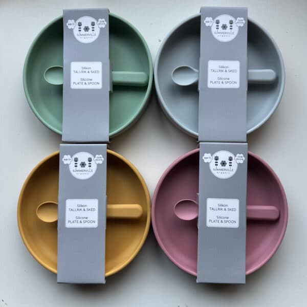Siliconen eetset met bordje en lepel voor baby – Summerville Organic