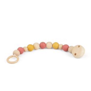 Houten speenkoord met siliconen kralen.
