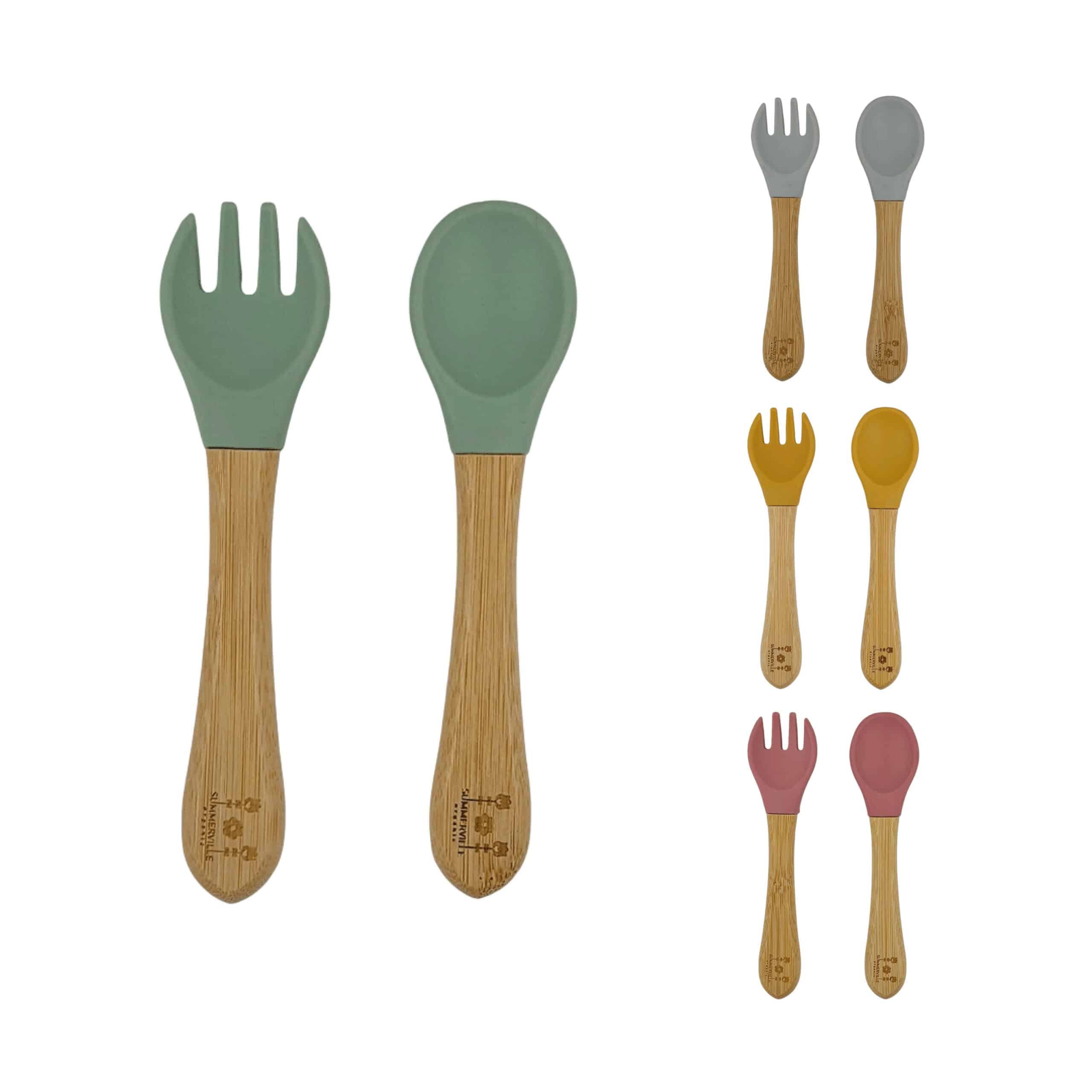 Kinder Bestek Lepel En Vork – Bamboe Siliconen – Summerville Organic