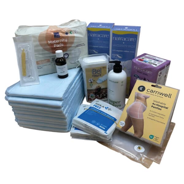 Natuurlijk duurzaam kraampakket thuisbevalling compleet pakket met essentiële producten voor een veilige en milieuvriendelijke bevalling thuis