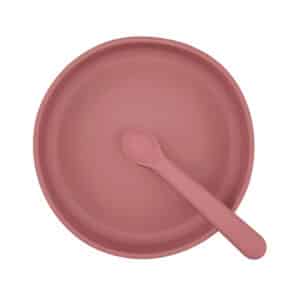 Siliconen Eetset Bordje En Lepel - Summerville Organic - Dusty Roze