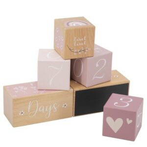 Mijlpaal Blokken Hout - Pink - Label Label