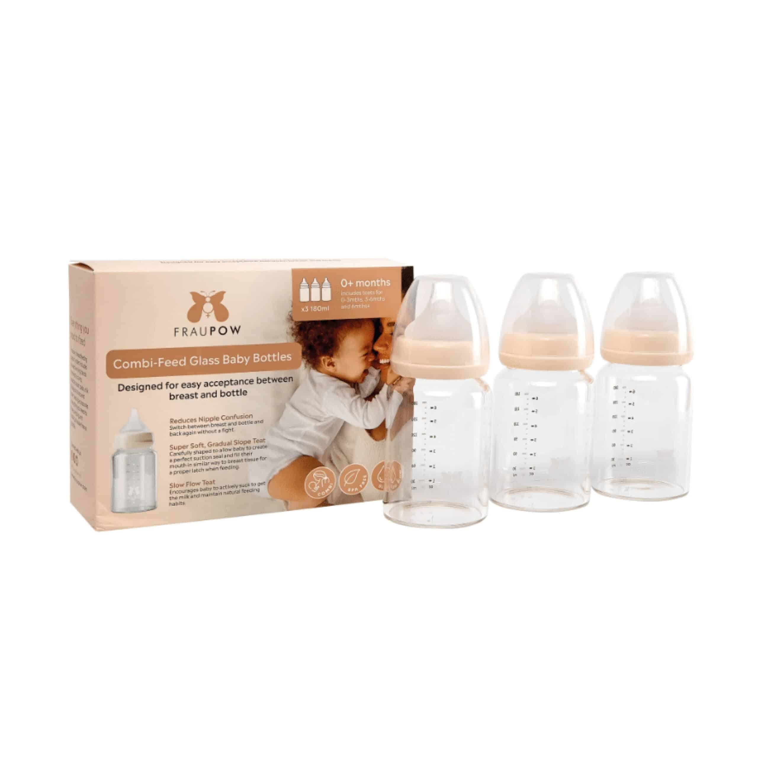 Glazen Babyflessen - 3 x 180 ml - Fraupow