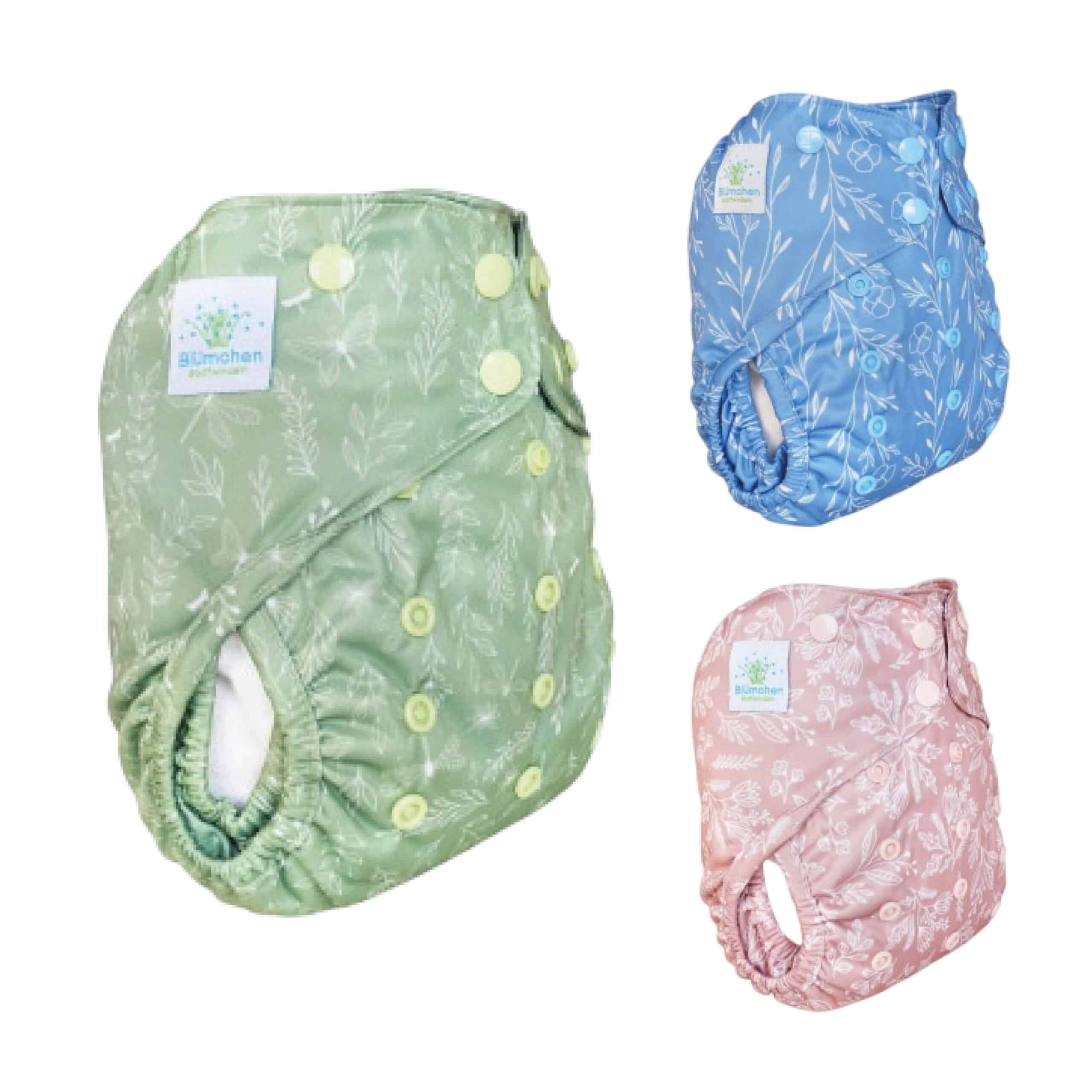 Verstelbaar overbroekje Floral van Blumchen voor baby wasbare luiers