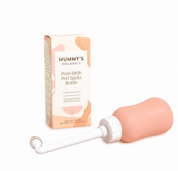 Spoelfles voor perineum van Mummy's Organics.