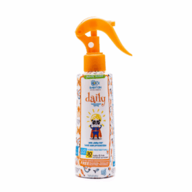 NAtuurlijke zonnebrand creme spray SPF30 van Babyton. In handige sprayflacon.