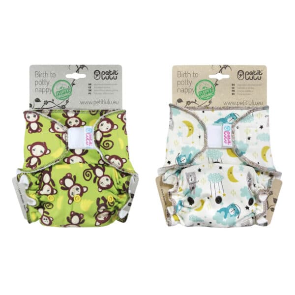 Wasbare luier Fluffy Organic van Petit Lulu voor kinderen van 5 tot 16 kg