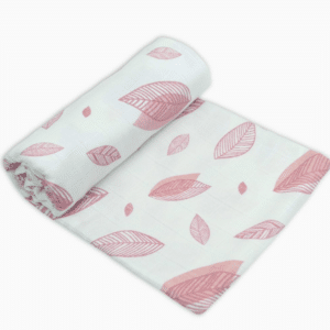 Hydrofiele Doek (XXL) - Bamboe & Biologisch Katoen - Roze Blad - MuslinZ