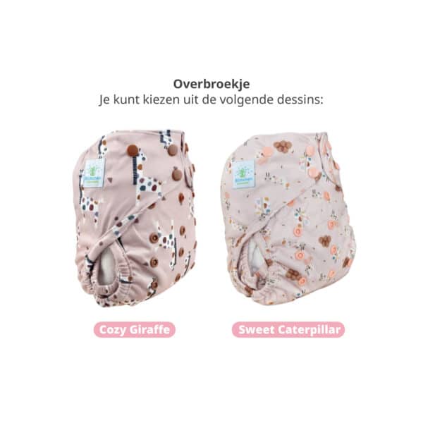 Blümchen wasbare luier set met All-in-Two overbroekjes en inleggers