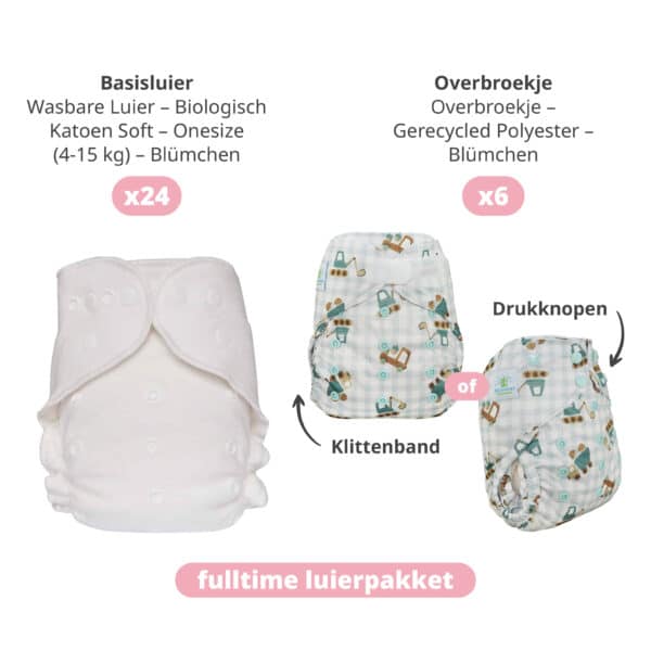 Wasbare OneSize luier van Blümchen met drukknopen en zachte pasvorm van biologisch katoen